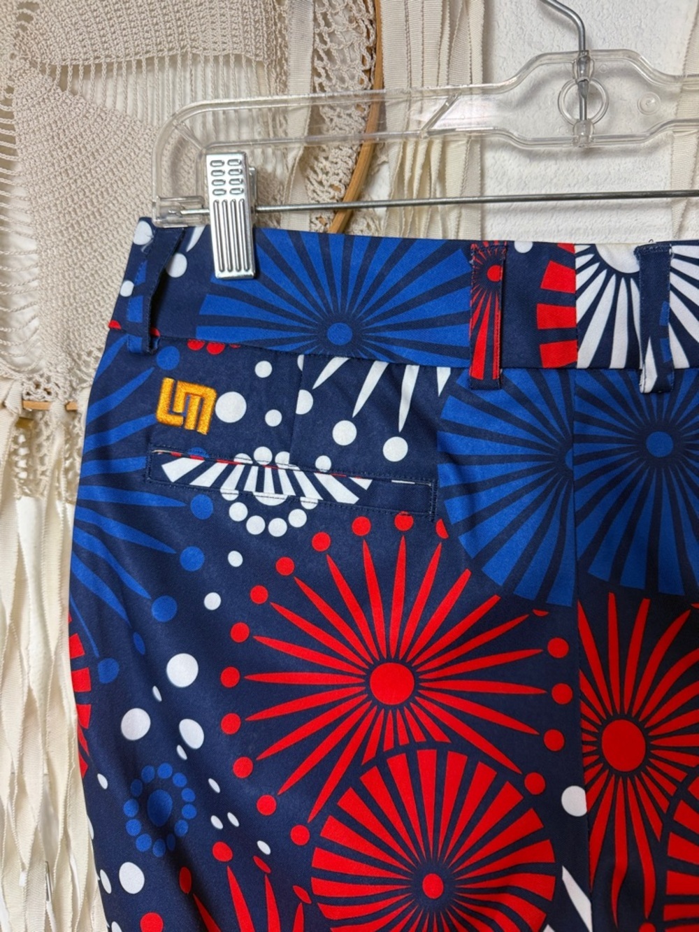 Loudmouth Navy Red White Blue Firework-Print Capris - Picture 4 of 10